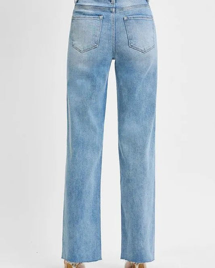 RISEN Tummy Control Rise Straight Jeans - THE AMERICAN BLUE