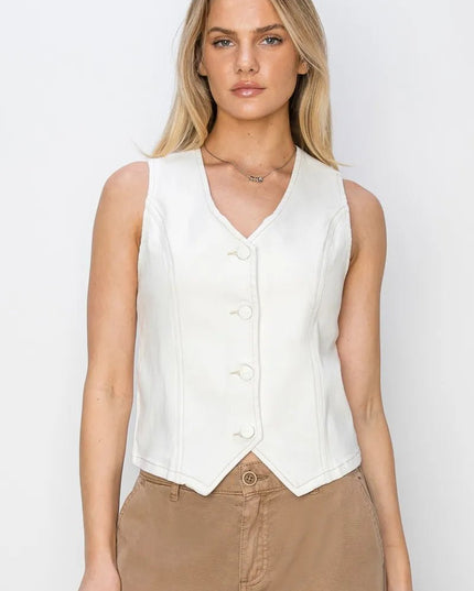 RISEN V Neck Button Down Vest - THE AMERICAN BLUE