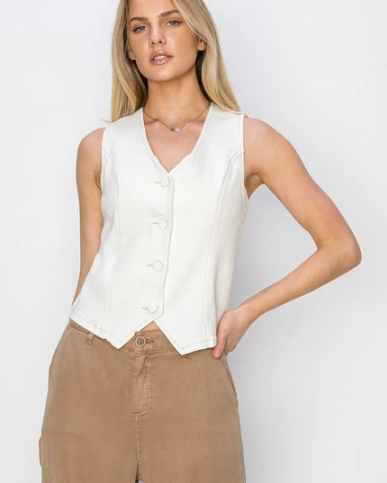 RISEN V Neck Button Down Vest - THE AMERICAN BLUE
