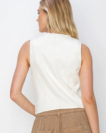 RISEN V Neck Button Down Vest - THE AMERICAN BLUE