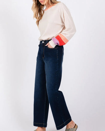 SAGE + FIG High Waist Wide Leg Jeans - THE AMERICAN BLUE