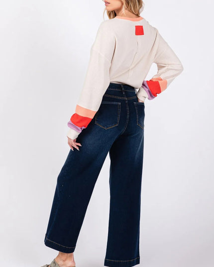 SAGE + FIG High Waist Wide Leg Jeans - THE AMERICAN BLUE