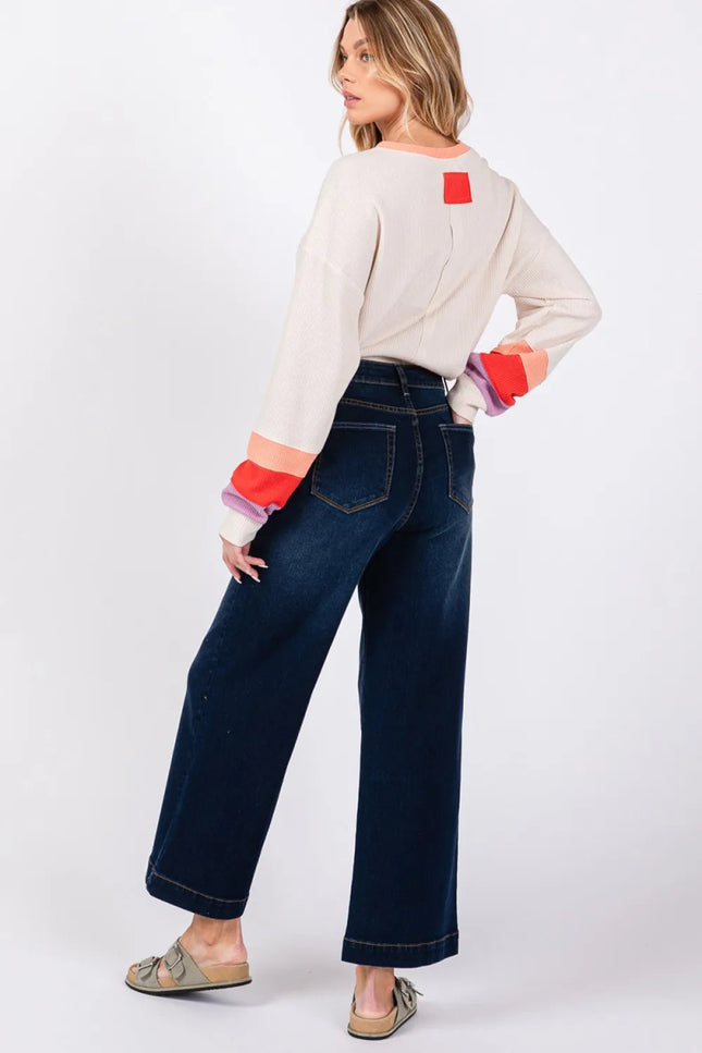 SAGE + FIG High Waist Wide Leg Jeans - THE AMERICAN BLUE