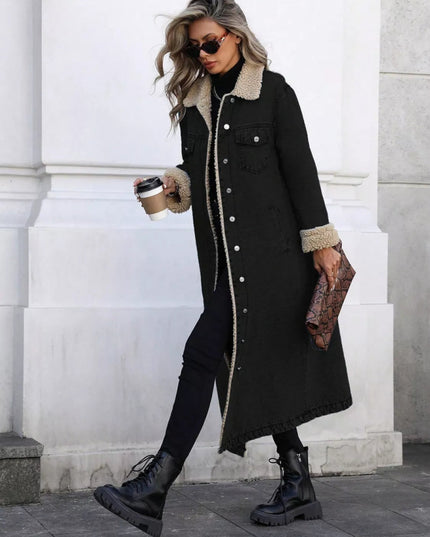 Sherpa Lined Longline Denim Jacket - THE AMERICAN BLUE