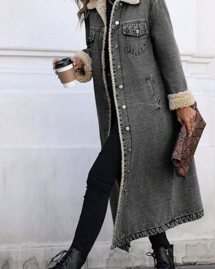 Sherpa Lined Longline Denim Jacket - THE AMERICAN BLUE