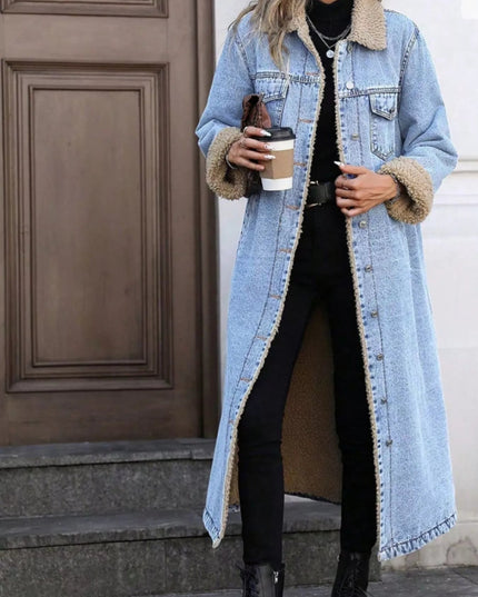 Sherpa Lined Longline Denim Jacket - THE AMERICAN BLUE