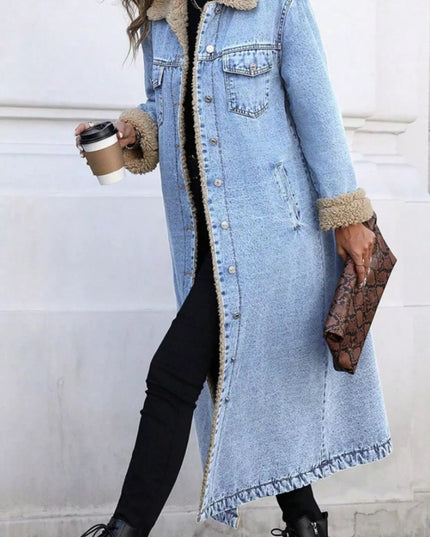 Sherpa Lined Longline Denim Jacket - THE AMERICAN BLUE