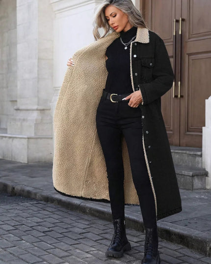 Sherpa Lined Longline Denim Jacket - THE AMERICAN BLUE