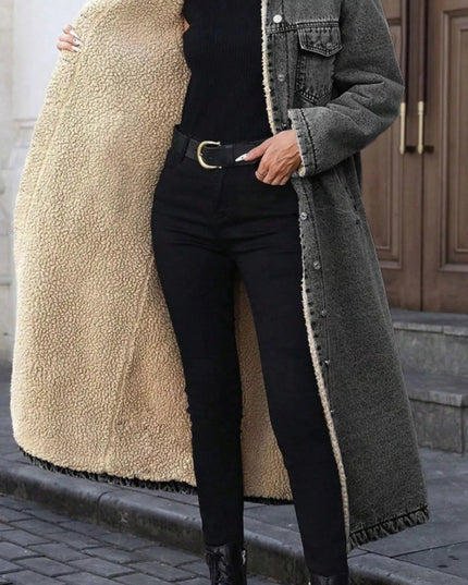 Sherpa Lined Longline Denim Jacket - THE AMERICAN BLUE