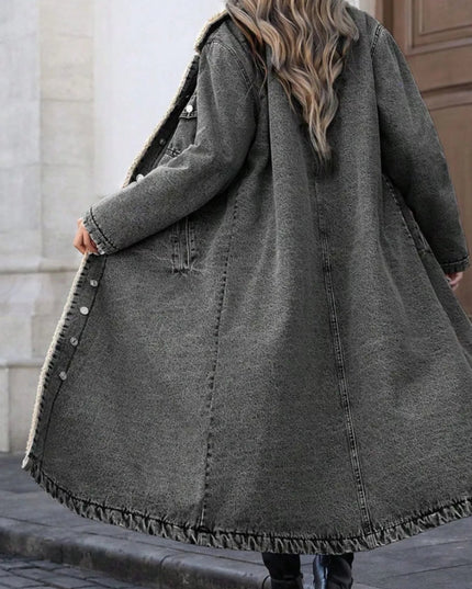 Sherpa Lined Longline Denim Jacket - THE AMERICAN BLUE