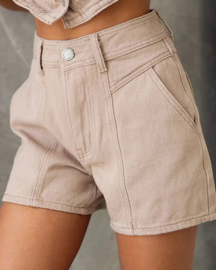 Sleeveless Button - Up Top and Shorts Denim Set - THE AMERICAN BLUE