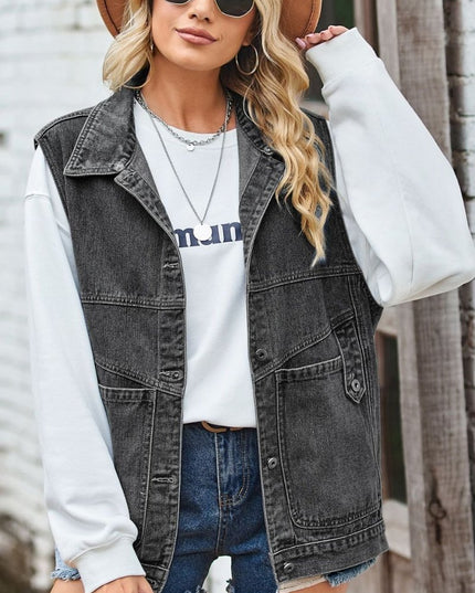 Sleeveless Denim Top with A Detachable Hood - THE AMERICAN BLUE
