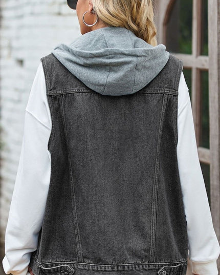 Sleeveless Denim Top with A Detachable Hood - THE AMERICAN BLUE