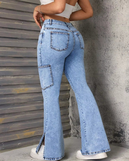 Slit Star Flare Leg Jeans - THE AMERICAN BLUE