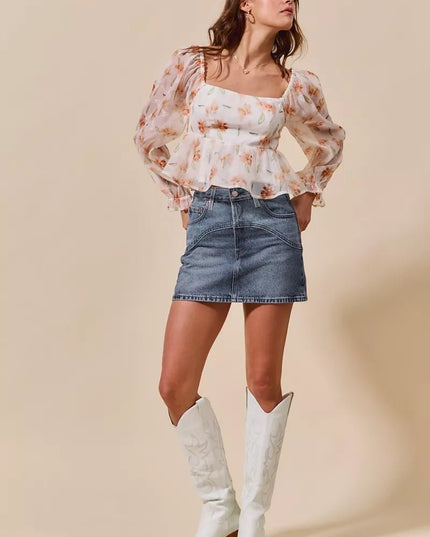 SO ME Washed Denim Mini Skirt with Pockets - THE AMERICAN BLUE