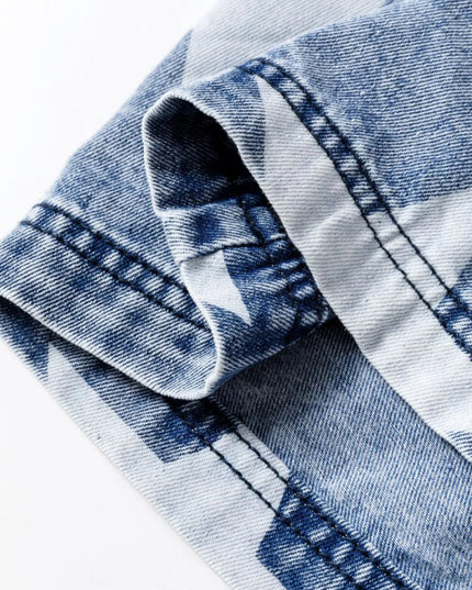 Star Print Washed Drawstring High Waist Wide Leg Jeans - THE AMERICAN BLUE