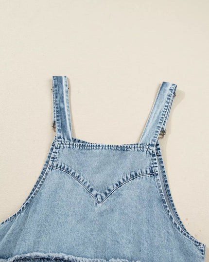 Tiered Flowy Overall Denim Dress - THE AMERICAN BLUE
