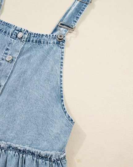 Tiered Flowy Overall Denim Dress - THE AMERICAN BLUE