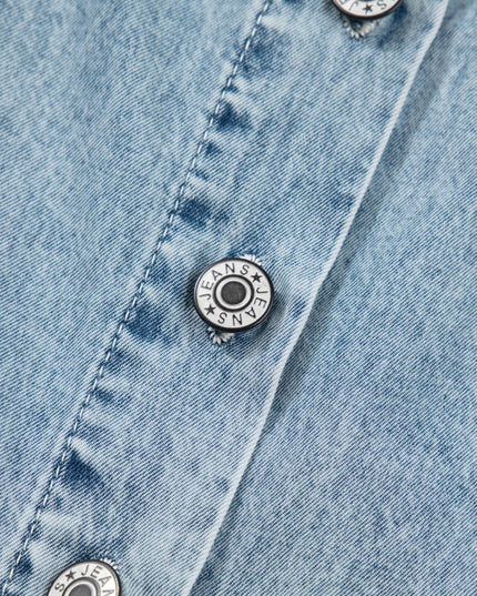 Tiered Flowy Overall Denim Dress - THE AMERICAN BLUE