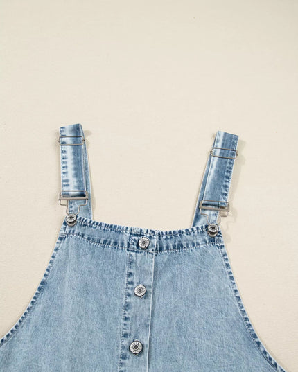 Tiered Flowy Overall Denim Dress - THE AMERICAN BLUE