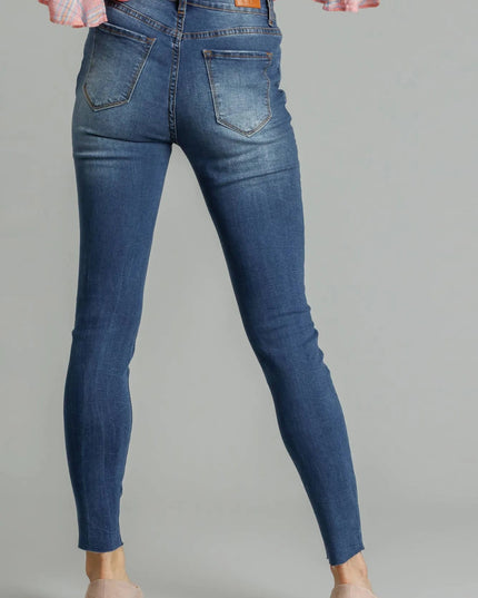 Umgee Distressed Skinny Jeans with Pockets - THE AMERICAN BLUE