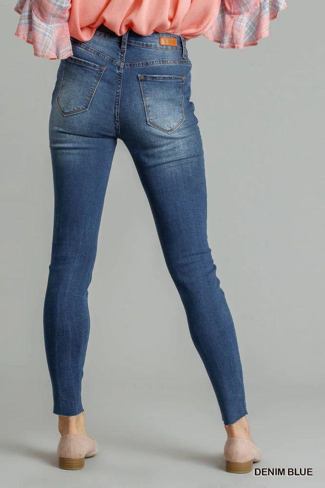 Umgee Distressed Skinny Jeans with Pockets - THE AMERICAN BLUE