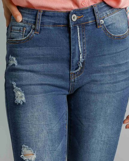Umgee Distressed Skinny Jeans with Pockets - THE AMERICAN BLUE