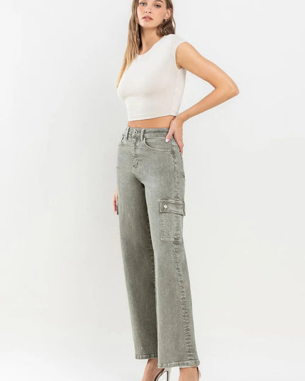 Vervet by Flying Monkey 90's Super High Rise Cargo Jeans - THE AMERICAN BLUE