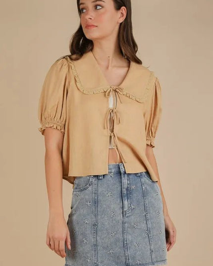 VERY J Bow Printed Casual Denim Mini Skirt - THE AMERICAN BLUE
