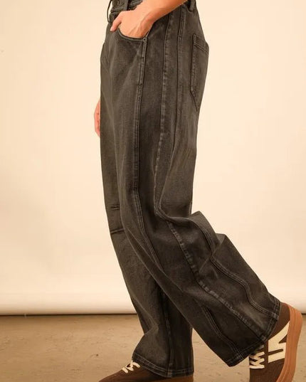VERY J Wide Leg Comfy Jeans - THE AMERICAN BLUE