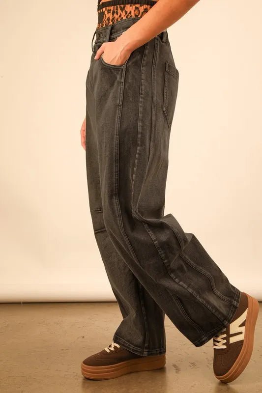 VERY J Wide Leg Comfy Jeans - THE AMERICAN BLUE