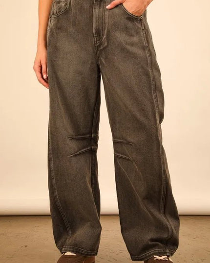 VERY J Wide Leg Comfy Jeans - THE AMERICAN BLUE