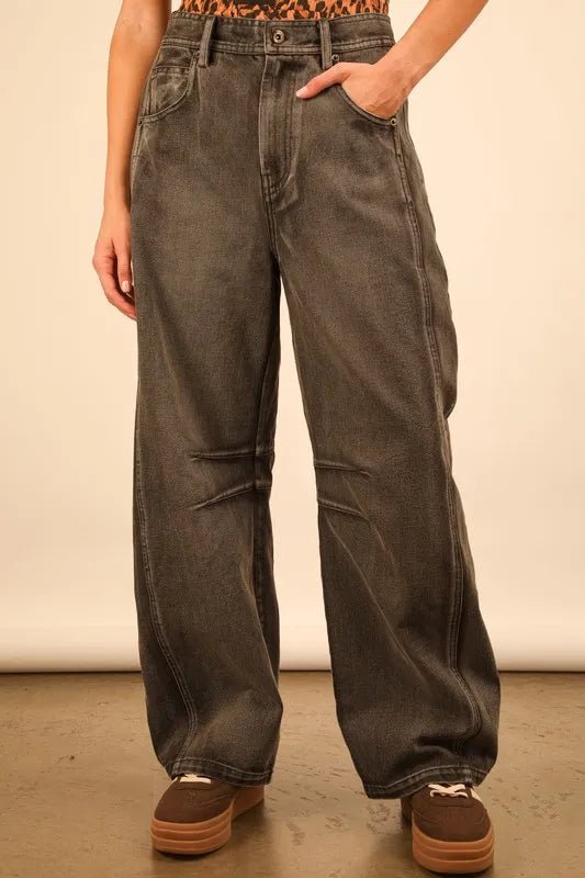 VERY J Wide Leg Comfy Jeans - THE AMERICAN BLUE