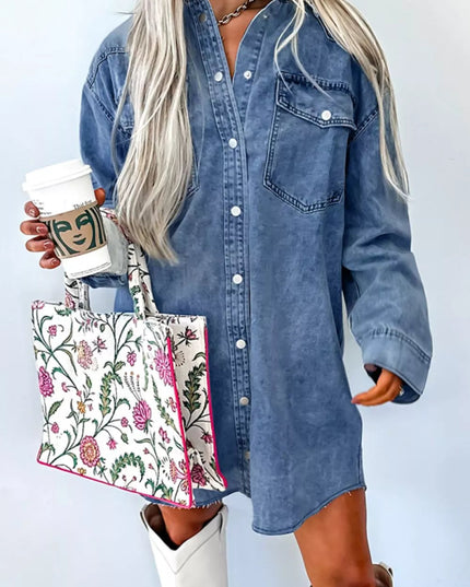 Vintage Wash Button - Down Denim Dress - THE AMERICAN BLUE
