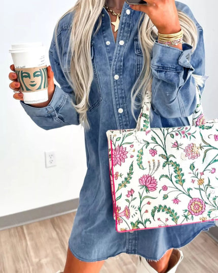Vintage Wash Button - Down Denim Dress - THE AMERICAN BLUE