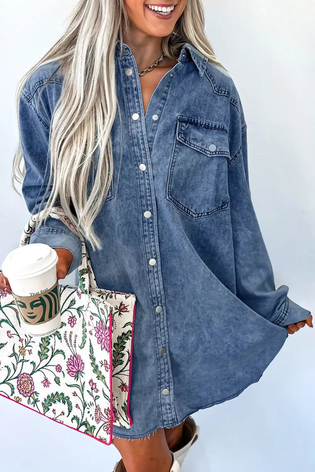 Vintage Wash Button - Down Denim Dress - THE AMERICAN BLUE