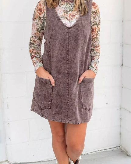 Vintage Wash Denim Overall Dress - THE AMERICAN BLUE