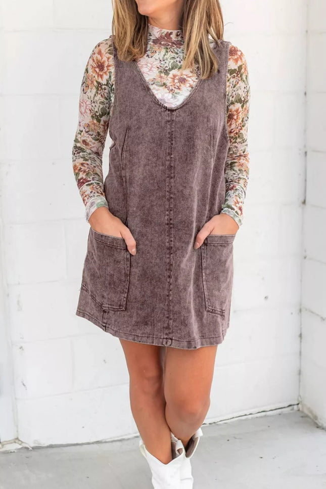 Vintage Wash Denim Overall Dress - THE AMERICAN BLUE