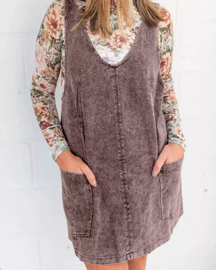 Vintage Wash Denim Overall Dress - THE AMERICAN BLUE