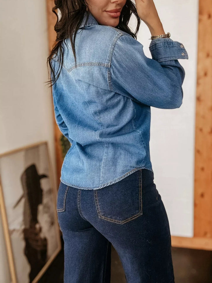 Washed Button Down Denim Shirt - THE AMERICAN BLUE