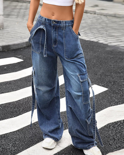 Wide Leg Cargo Jeans - THE AMERICAN BLUE