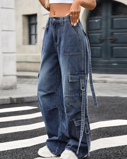 Wide Leg Cargo Jeans - THE AMERICAN BLUE