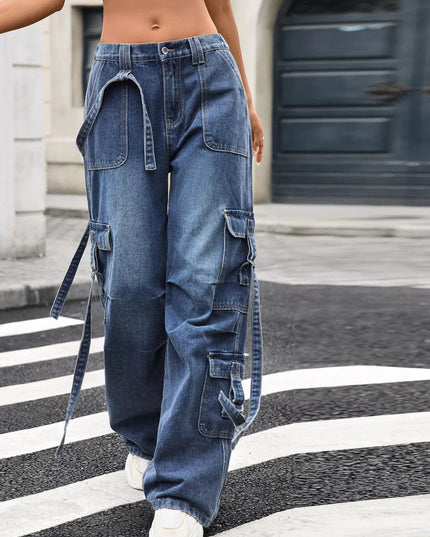 Wide Leg Cargo Jeans - THE AMERICAN BLUE