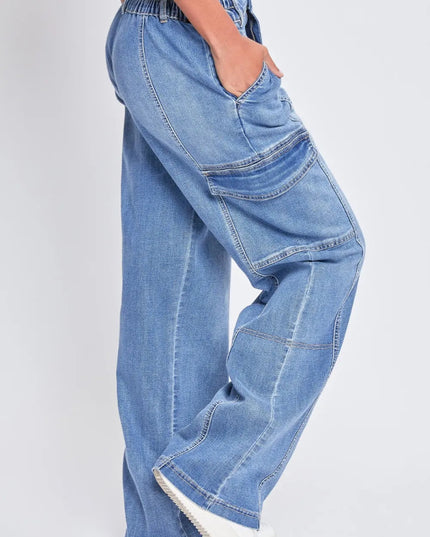 YMI Jeanswear High - Rise Straight Cargo Jeans - THE AMERICAN BLUE