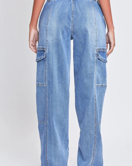 YMI Jeanswear High - Rise Straight Cargo Jeans - THE AMERICAN BLUE