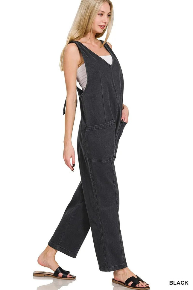 Zenana Casual Adjustable Strap Baggy Jumpsuit with Pocket - THE AMERICAN BLUE