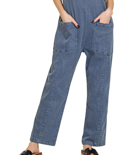 Zenana Casual Adjustable Strap Baggy Jumpsuit With Pocket - THE AMERICAN BLUE
