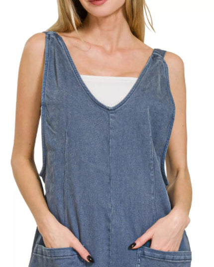 Zenana Casual Adjustable Strap Baggy Jumpsuit With Pocket - THE AMERICAN BLUE