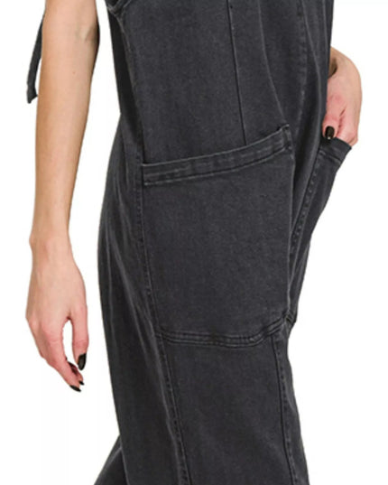 Zenana Casual Adjustable Strap Baggy Jumpsuit with Pocket - THE AMERICAN BLUE