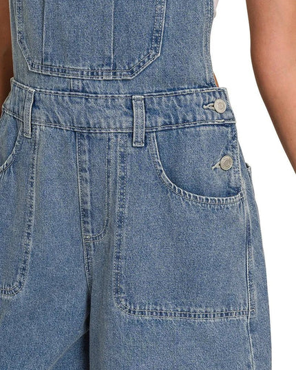 Zenana Denim Medium Washed Wide Leg Overalls - THE AMERICAN BLUE